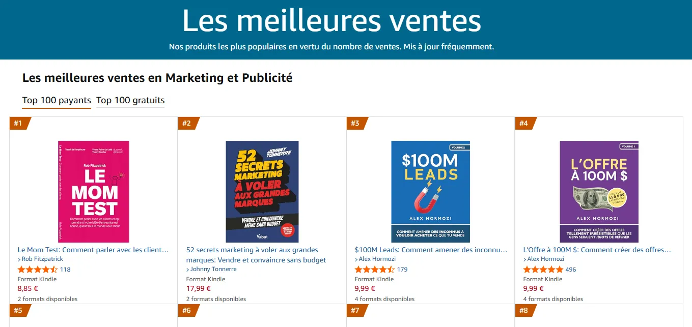 Classement Amazon des meilleures ventes en Marketing et Publicité : 52 Secrets Marketing en deuxième position